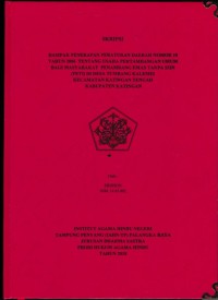 Dampak Penerapan p[eraturan Daerah Nomor 10 Tahun 2006 Tentang usaha pertambangan umum bagi masyarakat penambang emas tanpa izin ( peti ) di Desa Tumbang Kalemei Kec.Katingan Tengah,Kab.Katingan
