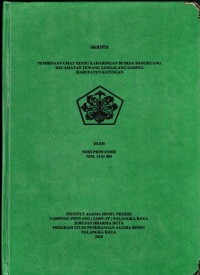 Ritual Balian Balaku Untung Menurut Agama Hindu Kaharingan di Desa Pangi Kec.Banama Tingang Kab.Pulpis,Kalteng