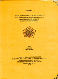 Peran Basir Dalam Upacara Nahunan Pada Masyarakat Hindu kaharingan Di Desa Tumbang Bahanei Kabupaten Gunung Mas