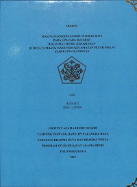 Makna Filosofis Sangku Tambak Raja Pada Upacara Basarah Bagi Umat Hindu Kaharingan Di Desa Tumbang Habangoi Kecamatan Petak Malai Kabupaten Katingan