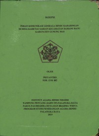 Peran Komunikasi Lembaga Hindu Kaharingan Di Desa Karetau Sarian Kecamatan Damang Batu Kabupaten Gunung Mas