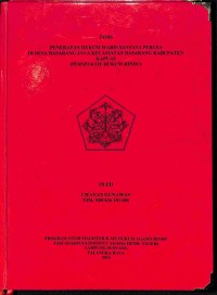 Penerapan Hukum Waris Santana Purusa Di Desa Basarang Kecamatan Basarang Kabupaten Kapuas ( Perspektif Hukum Hindu )