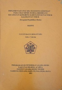 Implementasi Upacara Megedong-gedongan pada Umat Hindu Di Desa Sidomulyo Kec. Kongbeng Kab. Kutai Timur Kalimantan Timur