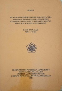Nilai-nilai Pendidikan Hindu Dalam Upacara Nyangiang Batatamba Pada Umat Hindu Keharingan Di Desa Batu Tukan Kec. Petak Malai Kab. Katingan