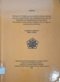 Penerapan Pembelajaran Daring Dengan Model Reading Questioning And Answering (RQA) Dalam Kemampuan Berpikir Kritis Pada Mata pelajaran Agama Hindu di SMAN 1 Pulau Malan Kab. Katimgan