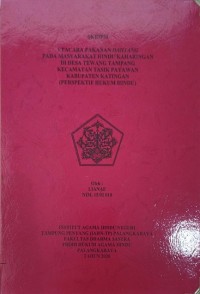 Upacara Pakanan Dahyang Pada Masyarakat Hindu Keharingan Di Desa Tewang Tampang Kec. Tasik Payawan Kab. Katingan (Persfektif Hukum Hindu)