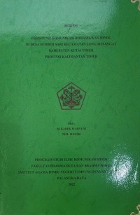 Eksistensi Komunikasi Rohaniawan Hindu Di Desa Sumber Sari Kec. Long Mesangat Kab. Kutai Timur Prov. Kalimantan Timur