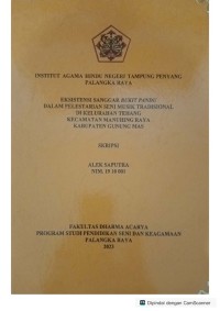 Eksistensi sanggar bukit pandu dalam pelestarian seni music tradisional di kelurahan tehang, kec. Manuhing raya, kab. GUMAS