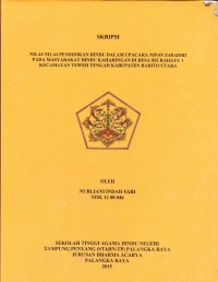 Nilai-nilai pendidikan Hindu dalam upacara nian saradiri pada masyarakat Hindu Kaharingan di desa Sei Rahayu 1 kec. Teweh Tengah Kab. Barut