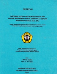 Interaksi Budaya dalam Manyanggar dan Mecaru Masyarakat Hindu Kaharingan dengan masyarakat Hindu asal Bali