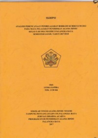 Analisis perencanaan pembelajaran berbasis kurikulum 2013 pada mata pelajaran pendidikan agama Hindu kelas X di SMA negeri 2 Palangka Raya semester ganjil tahun 2017/2018