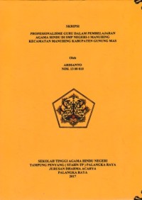 Profesionalisme guru dalam pembelajaran agama Hindu di SMP negeri-1 Manuhing kec.Manuhing kab.GUMAS