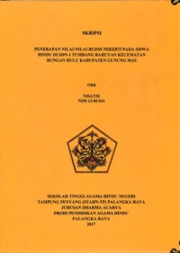 Penerapan nilai-nilai budhi pekerti  pada siswa Hindu di SDN-1 Tumbang Rahuyan kec.Rungan Hulu kab.Gunung Mas