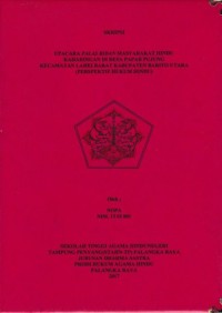 Upacara palas bidan masyarakat Hindu Kaharingan di desa Papar Pujung kec.Lahei Barat kab.BARUT (perspektif hukum Hindu)