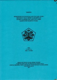 Eksistensi Patugur dalam Upacara Wara Menurut Umat Hindu Kaharingan Di seda Kareho Kecamatan Lahei Kab.Barito Utara