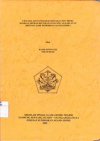 Upacara Manyanggar Benih Pada Umat Hindu Di Desa Labuhan Kecamatan Batang Alai Selatan ( Ditinjau Dari Pendidikan Agama Hindu