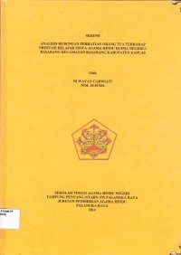 Analisis Hubungan Perhatian Orang Tua Terhadap Presentasi Belajar Siswa Agama Hindu Di Sma Negeri-1 Basarang Kecamatan Basarang Kabupaten Kapuas
