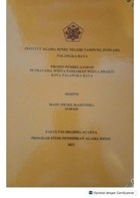 Proses pembelajaran di pratama widya pasraman widya bhakti kota P.Raya